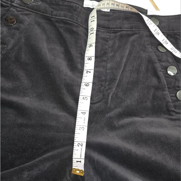 Loft Mariner Nautical Black Velvet High-Waisted Button Detail Pants Size 30 New - Picture 10 of 11